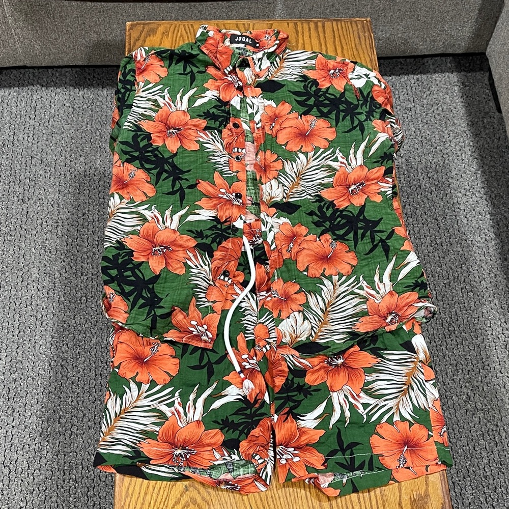 Obey Men's Green Floral Shirt